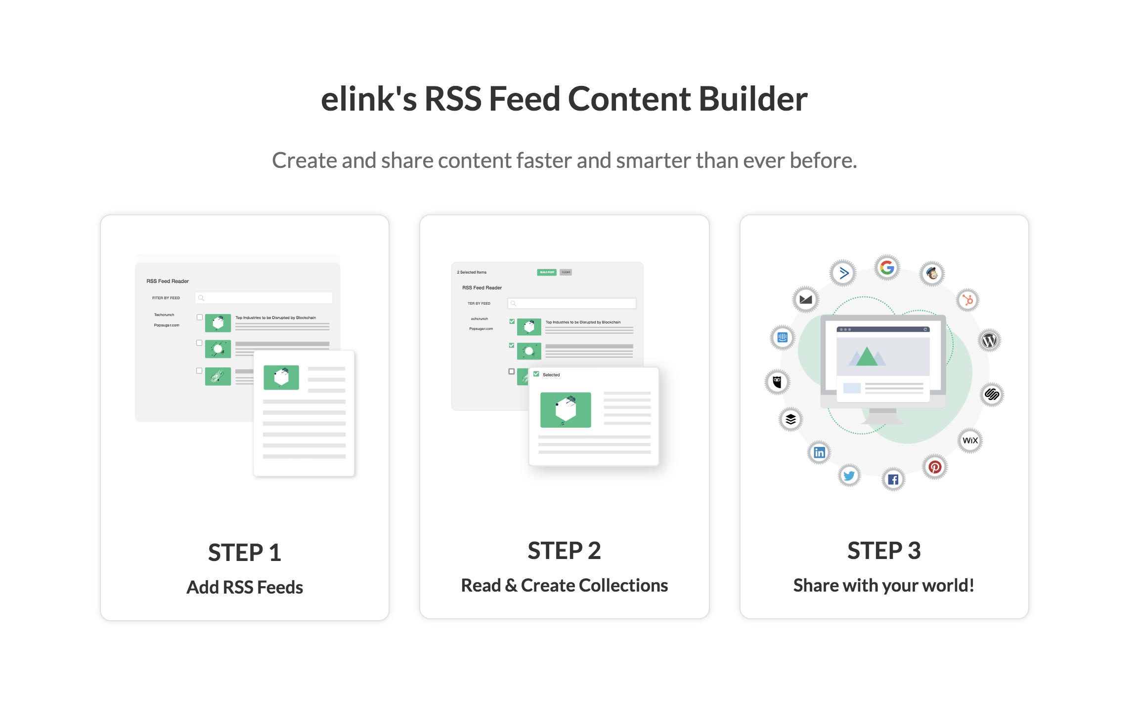 Rss feed reader to create newsfeeds elink io
